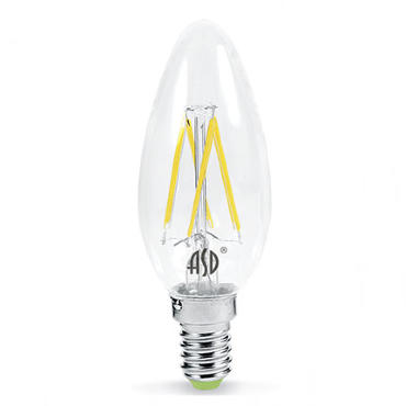 Лампа светодиодная LED-СВЕЧА-PREMIUM 5Вт 160-260В Е14 4000К 450Лм прозрачная ASD 