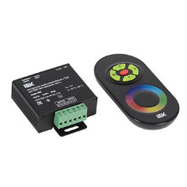 Контроллер с ПДУ радио (черный) RGB 3 канала 12В, 4А, 144Вт IEK-eco